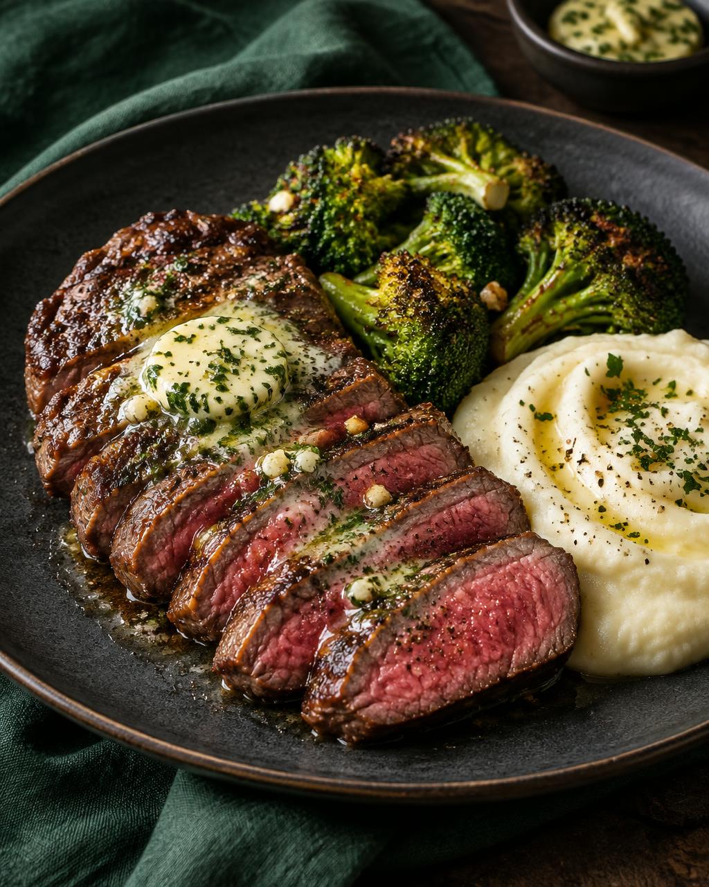 Bife na Manteiga com Purê de Couve-flor